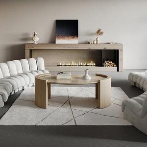 Table basse en travertin de designer Wabi-sabi, meuble de salon ovale décoratif moderne en pierre naturelle SH STONE - Product Image 4