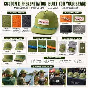 Gorra de Golf Personalizada de 5 Paneles con Perforaciones y Cordón, Visera Plana, con Logotipo en el Parche Frontal - Product Image 4