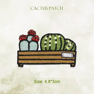 Autocollant de réparation de trous Cactus plantes succulentes à transférer à chaud pour vêtements, Patch de broderie à repasser