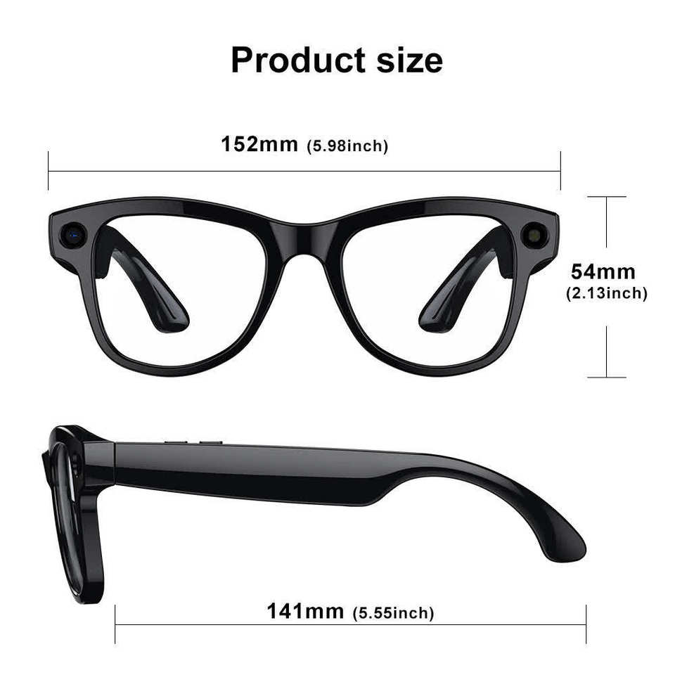 M02 Smart Glasses 800w Pixel Camera 1200P Video Recording AI Voice ...