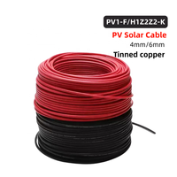 Cable Eléctrico de CC Negro y Rojo H1Z2Z2-K 4mm 6mm 10mm LSZH, Cable Solar de 1500V, Cable Fotovoltaico de Cobre Estañado de 6mm² para Panel Solar