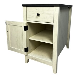 Farmhouse End <b>Table</b> With Barn Door And Drawer Storage For Bedroom Living Room - Product Image 4