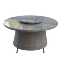 Table de salle à manger de jardin en osier avec chaise, mobilier d'extérieur imperméable avec foyer, fauteuil de patio en rotin avec table à foyer