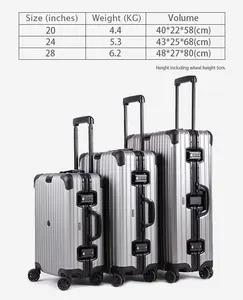 Toplu satış özelleştirme kabul büyük kapasiteli seyahat alüminyum alaşım bagaj moda tasarım bavul taşıma