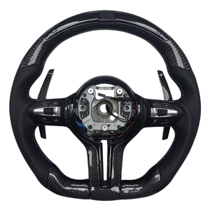 Volant de direction pratique en fibre de carbone et cuir avec LED, en promotion, pour BMW Série 3, Série 5, F10, F20, F30, F90, F01, F02 - Product Image 1