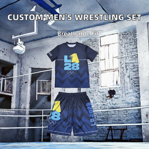 Nuevo Conjunto de Lucha Libre Personalizado para Hombre, Camisetas y Pantalones Cortos Tejidos con Estampado Digital, Conjunto de 2 Piezas, 100% Poliéster, 150GSM, Transpirable, Internacional - Product Image 2