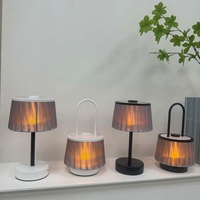 Lampe de table à abat-jour en tissu de style américain MSBN, lampe de chevet LED rechargeable, lumière de nuit à température de couleur réglable