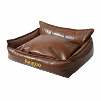 Grand lit pour chien en cuir, tapis amovible, lavable, imperméable, pour l'été