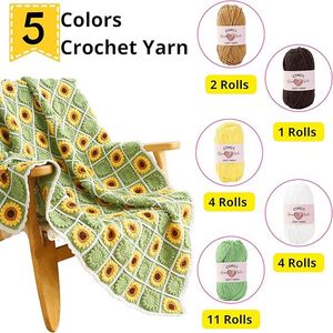 Kit de <span class=keywords><strong>crochet</strong></span> pour débutants - Fils doux, instructions détaillées, kit de démarrage complet pour couverture Daisy, DIY facile - Product Image 2