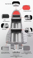 Bateau de pêche pliant portable en plastique technique, transportable par voiture, avec coque stable en PE épaissi, pour la pêche aux leurres