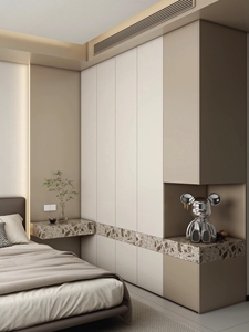 Lemari Pakaian Kamar Tidur Modern Desain Kustom Tahan Lama Dapat Disesuaikan Ramah Lingkungan Kapasitas Besar Pintu MDF Rakitan Datar - Product Image 2