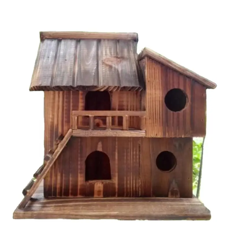 Maison d'oiseau nid d'oiseau Villa fait à la main en bois créatif et mignon maison décorations extérieures parc forestier oiseau sauvage maison Protection