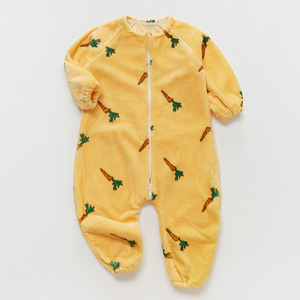 Combinaison unisexe en flanelle pour bébés et tout-petits, printemps, épaissie, une pièce, fermeture éclair, motif dessin animé, <span class=keywords><strong>polaire</strong></span> corail, <span class=keywords><strong>jambes</strong></span> séparées, anti-coup de pied - Product Image 5