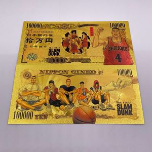 Billet de banque personnalisé 7 modèles japonais Anime Slum Dunk Manga 100000 yens argent plaqué or 24k - Product Image 5