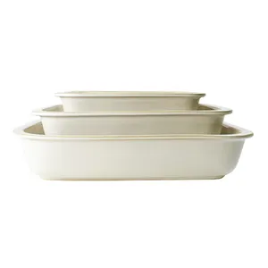 Pabrik UNICASA dibuat tidak lengket grosir keramik Baking Dish Set Of 3 dengan pegangan Nordic keramik Baking Tray