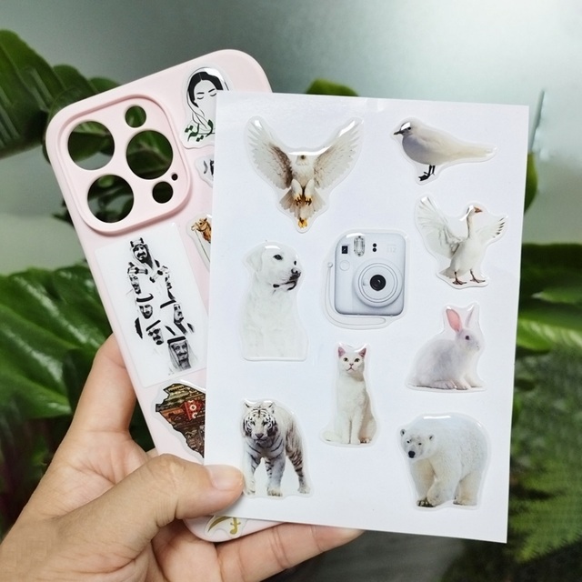 Custom 3D Epoxy Resin Sticker Printing A6 Kiss Cut Sheets Gel Dome Sticker for Phone case Decoration