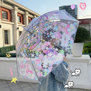 Paraguas plegable transparente <span class=keywords><strong>de</strong></span> dibujos animados Ins Melody <span class=keywords><strong>de</strong></span> moda barata automático para chicas estudiantes - Product Image 2