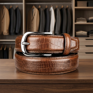 Cinturón Casual Ligero de Cuero Vacuno Genuino con Impresión por Transferencia de Calor, Marca Personalizada BS INTERNATIONAL, Unisex, Negro, Estilo Fiesta, Sólido - Product Image 1