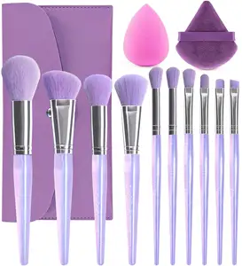 OEM ODM Customizable 12 Piece Purple Makeup Brush Foundation Contour Blush Brush Face Highlight Eyeshadow Sleeper Brush Set