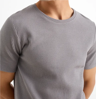 T-shirt avec logo personnalisé de haute qualité à la mode simple texturé gaufré haut ajusté T-shirt pour hommes marques de gros