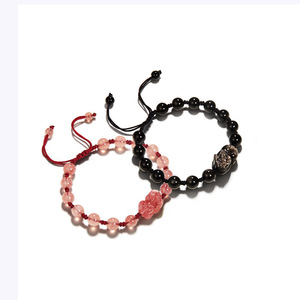 Bracelets <span class=keywords><strong>Pixiu</strong></span> en cristal d'<span class=keywords><strong>obsidienne</strong></span> noire naturelle Bracelet <span class=keywords><strong>Pixiu</strong></span> en cristal de quartz fraise rouge pour les amoureux - Product Image 5
