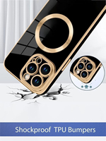 Coque magnétique galvanisée de luxe pour iPhone 15 Pro Max couverture de protection d'objectif magnétique accessoire de téléphone portable