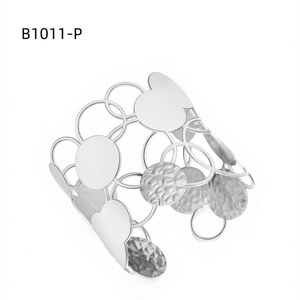Amy Amy Fashion <b>Cuff</b> <b>Bracelet</b> B1011 <b>Silver</b> Plated Heart Shape Women's Jewelry Gift Trendy Style Zinc Alloy - Product Image 1