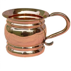 High quality Polished Copper Metal Tumbler <b>Mug</b> <b>with</b> <b>Handle</b> Retro Drinkware - Product Image 1