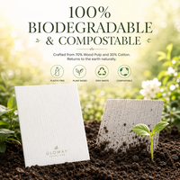 Paño de Esponja de Celulosa Húmeda Ecológico, Pulpa de Madera Natural Reutilizable, Paño Absorbente para Limpieza de Cocina, Trapo para Lavar Platos