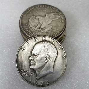 Pièce de monnaie américaine Eisenhower d'un dollar, réplique ancienne plaquée argent sur laiton, non magnétique, 1776-1976 - Product Image 2