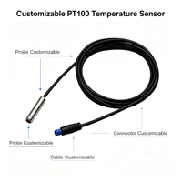 Sonde de température PT100 personnalisée avec connecteur M8, gaine et câble en acier inoxydable