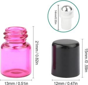 Botellas Roll-on de Vidrio con Recubrimiento de Color para Aceites Esenciales y Sueros para el Cuidado de la Piel, 1ml 2ml 3ml 5ml, Botellas Cosméticas Vacías con Rodillo de Acero Inoxidable - Product Image 3