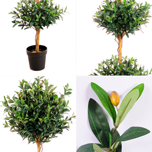 Venta al por Mayor de Árboles de Olivo Decorativos de <span class=keywords><strong>Tres</strong></span> Ramas, Simulación de Árboles de Olivo Verdes en Maceta de Plástico, Árboles de Olivo Artificiales para Interiores - Product Image 3