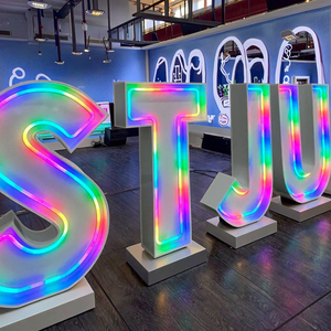 Fournisseurs chinois de lettres lumineuses <span class=keywords><strong>LED</strong></span> personnalisées en <span class=keywords><strong>forme</strong></span> de néon, signalisation, éclairage RVB, alimentation CC/CA, garantie 1 an pour l'intérieur/l'extérieur - Product Image 1