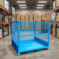 Conteneur de stockage en métal à mailles métalliques robustes, empilable, bacs en mailles métalliques, cage de stockage en métal empilable pour entrepôt