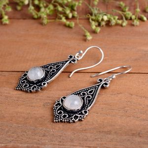 Pendientes de Piedra Lunar Arcoíris, Gema Natural, Chapados en Oro, Estilo Boho y Hippie, para Bodas y Fiestas - Product Image 3