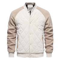 Veste décontractée matelassée d'hiver pour homme LuxeRall, manches raglan, col montant, fermeture éclair, tissu peigné, design réversible sur le devant