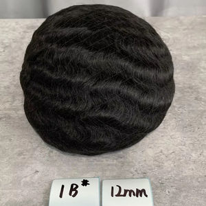 H368 Meilleures ventes Prothèse capillaire 12mm Afro Wave et Loose Wave avec base en PU et dentelle complète pour hommes noirs, 100% cheveux humains bouclés afro, expédition immédiate - Product Image 2