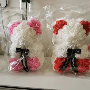 Best Verkopende Rozenberen In Geschenkdoos 25Cm Foam Rose Bloem Teddyberen Voor Valentijnsdag Cadeau Bloem Bears Top Kwaliteit