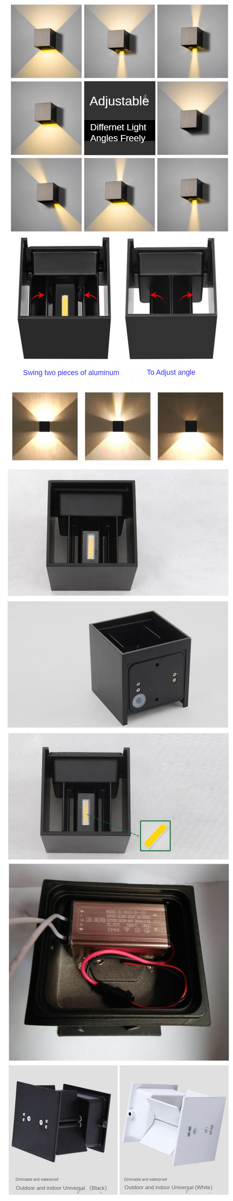 Modern Indoor Interior Black Beside Up Down Mounted Bracket LED Wall Sconce Light