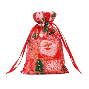 Sacchetti regalo di natale cosmetici per feste di nozze con coulisse sacchetti di Organza trasparenti di lusso durevoli riutilizzabili