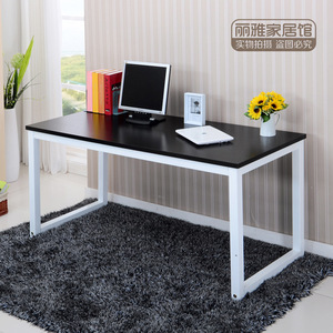 Simple <b>Computer</b> <b>Desk</b> Modern Minimalist Office <b>Desk</b> With White Metal Legs And Wood Top Foldable Design For Home Or Work Use - Product Image 2