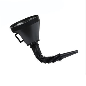 Personalizado portátil preto haste curta pp plástico carro combustível tranferring funil conjunto com filtro - Product Image 1