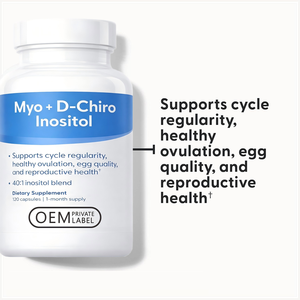 Suplemento Vegano en Cápsulas OEM/ODM para Mujeres, Mezcla de Mio-Inositol y D-Chiro-Inositol 40:1, Vitamina D3, Dosis de Ashwagandha en Polvo - Product Image 3