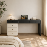 Commode de chambre à coucher moderne modulaire avec tiroirs réversibles |   Bureau de toilette en bois massif écologique à 6 tiroirs, couleur charbon crème