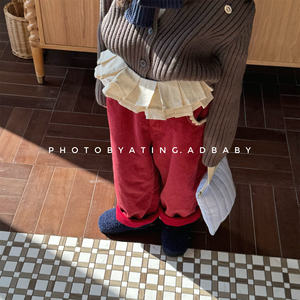 Nuovi Arrivi Invernali 2026 per Bambini: <span class=keywords><strong>Pantaloni</strong></span> Invernali in <span class=keywords><strong>Velluto</strong></span> <span class=keywords><strong>a</strong></span> <span class=keywords><strong>Coste</strong></span> Lavato Stile Coreano con Elastico in Vita Imbottito per Ragazze - Product Image 2