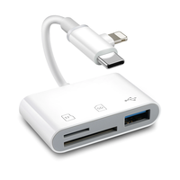 Lector de Tarjetas OTG 3 en 2, Adaptador de Tarjetas de Memoria SD/TF/USB Tipo C Lightning para Computadoras Portátiles y Teléfonos, Lector de Tarjetas Inteligentes Multifunción 17 en 1