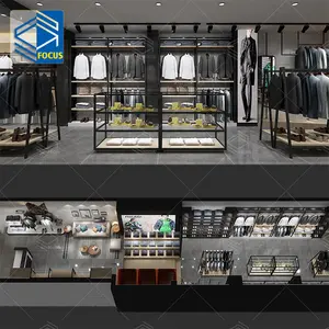 Luxe Winkelinrichting En Display Boutique Meubels Custom Gold Display Rack Kleding Store Display Voor Mode Dames Winkel