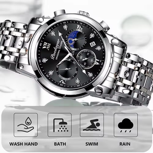 2024 poedagar นาฬิกาสแตนเลสหรูหราของผู้ชายแฟชั่นใหม่ควอตซ์เรืองแสงกันน้ำพร้อมสายรัดและสายธุรกิจ - Product Image 6