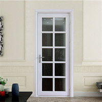 DAIYA Porte battante simple en aluminium avec cadre noir en verre trempé